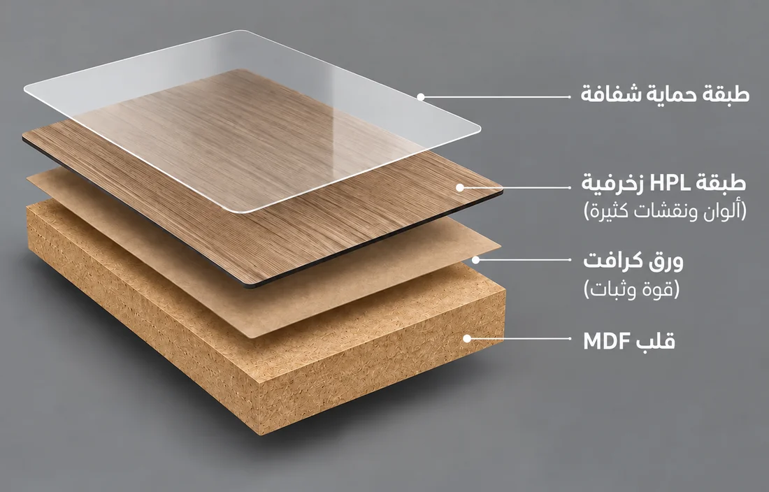 طبقات خامة HPL على MDF