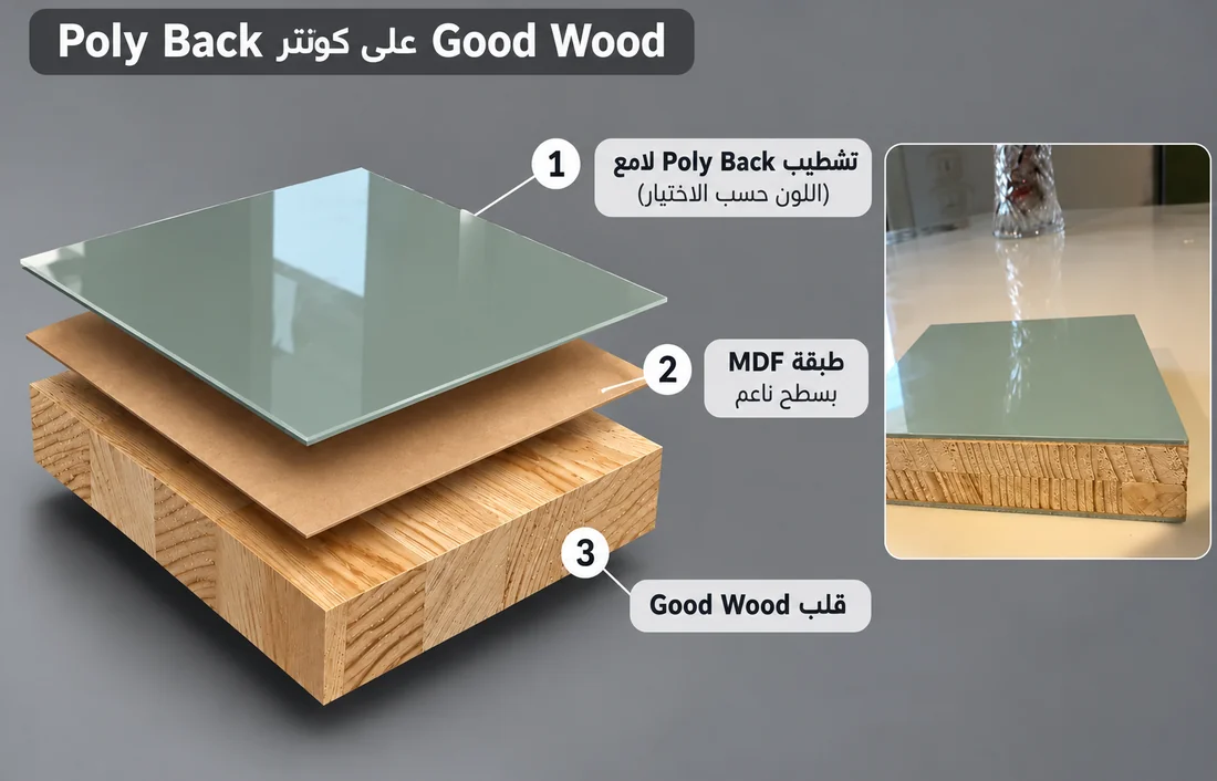 طبقات خامة Poly Back على كونتر